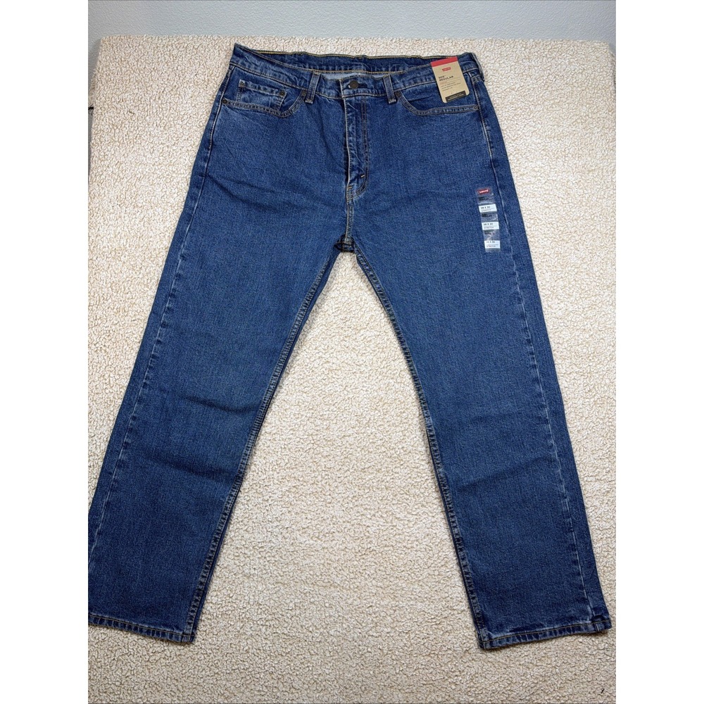 NWT Levis 505 Regular Fit Stretch Jeans Mens 38x30 Medium Wash Blue